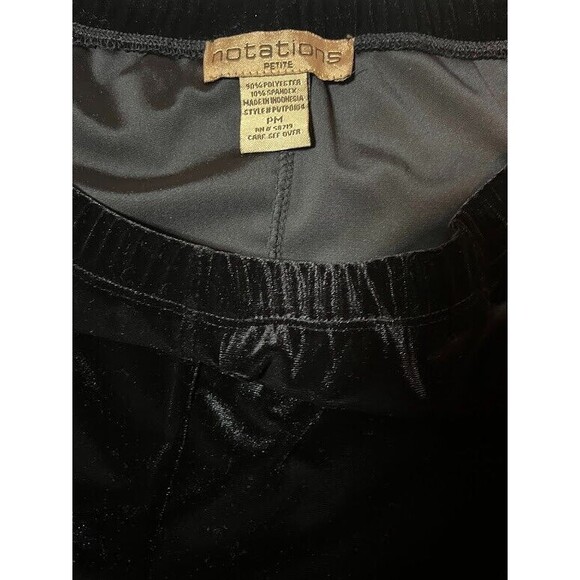 Vtg Notations Pants PM Black Velvet Pull-On Dressy Holiday Retro Glam Elegant - Picture 3 of 4
